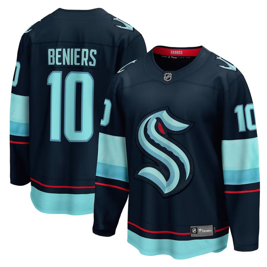 Men Seattle Kraken 10 Matty Beniers Fanatics Branded Deep Sea Blue Premier Breakaway Player NHL Jersey